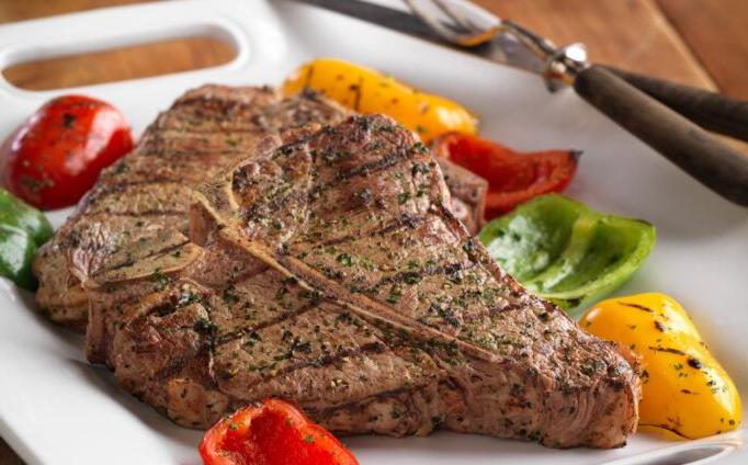 Grilled Beef Porterhouse Steaks & Colorful Peppers